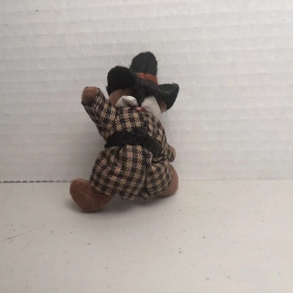 Russ Berrie Thanksgiving Mini Teddy Bears Pilgrim Indian Vintage Tiny Town 3
